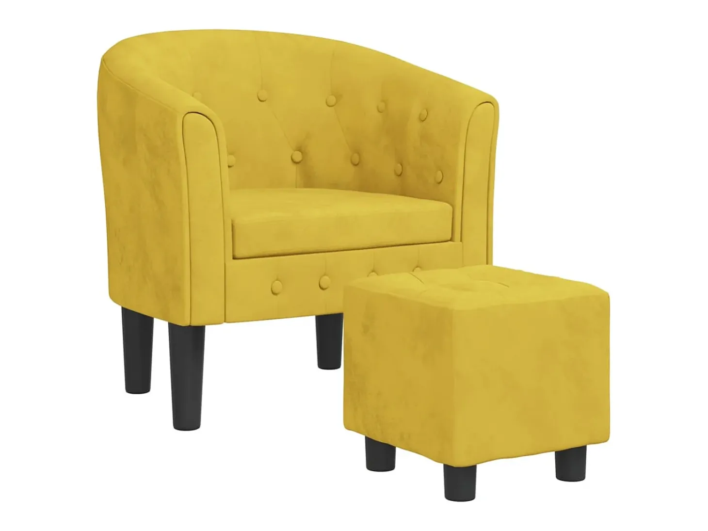 Poltrona com apoio de pés veludo amarelo