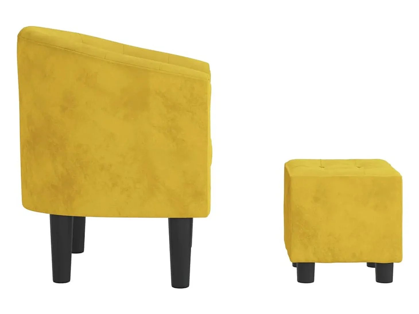 Poltrona com apoio de pés veludo amarelo