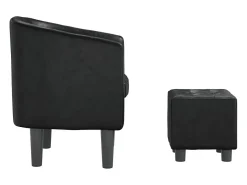 Poltrona com apoio de pés couro artificial preto