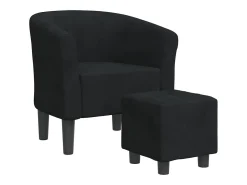 Poltrona com apoio de pés veludo preto