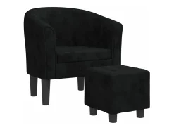 Poltrona com apoio de pés veludo preto