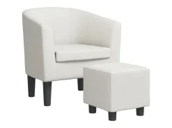 Poltrona com apoio de pés couro artificial branco