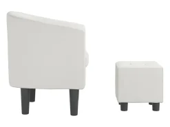 Poltrona com apoio de pés couro artificial branco