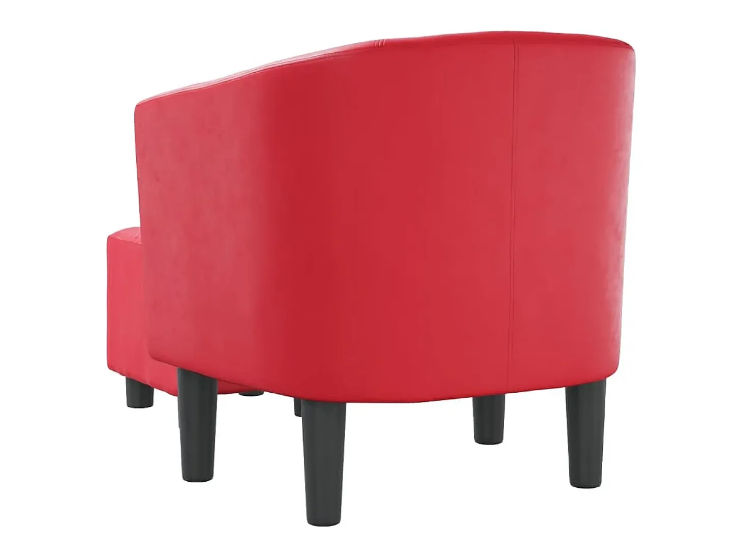 Poltrona com apoio de pés couro artificial vermelho