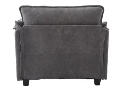 Poltrona com apoio para os pés e almofada com espaço de arrumação - Tecido chenille - Cinza