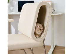 Poltrona com buraco para gatos - poltrona larga - braços intercambiáveis - bege