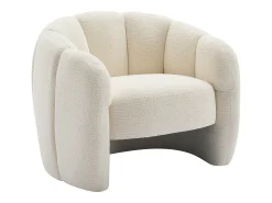 Poltrona concha em tecido chenille cor bege DELIPO
