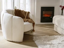 Poltrona concha em tecido chenille cor bege DELIPO