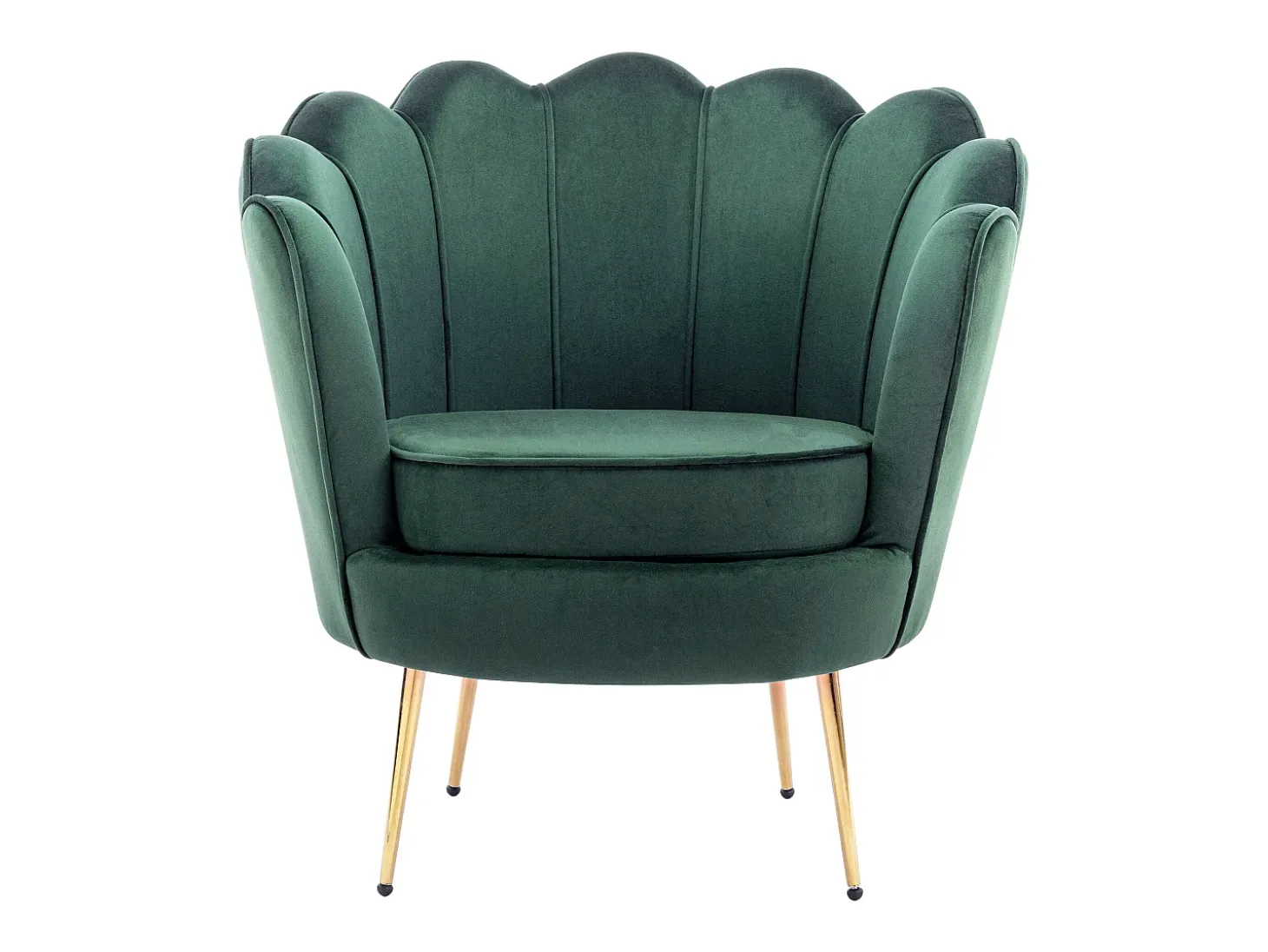 Poltrona concha em veludo verde abeto estilo art déco DANDELION