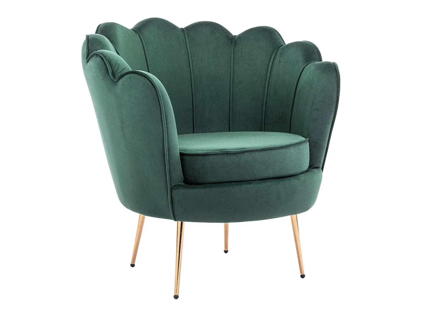 Poltrona concha em veludo verde abeto estilo art déco DANDELION