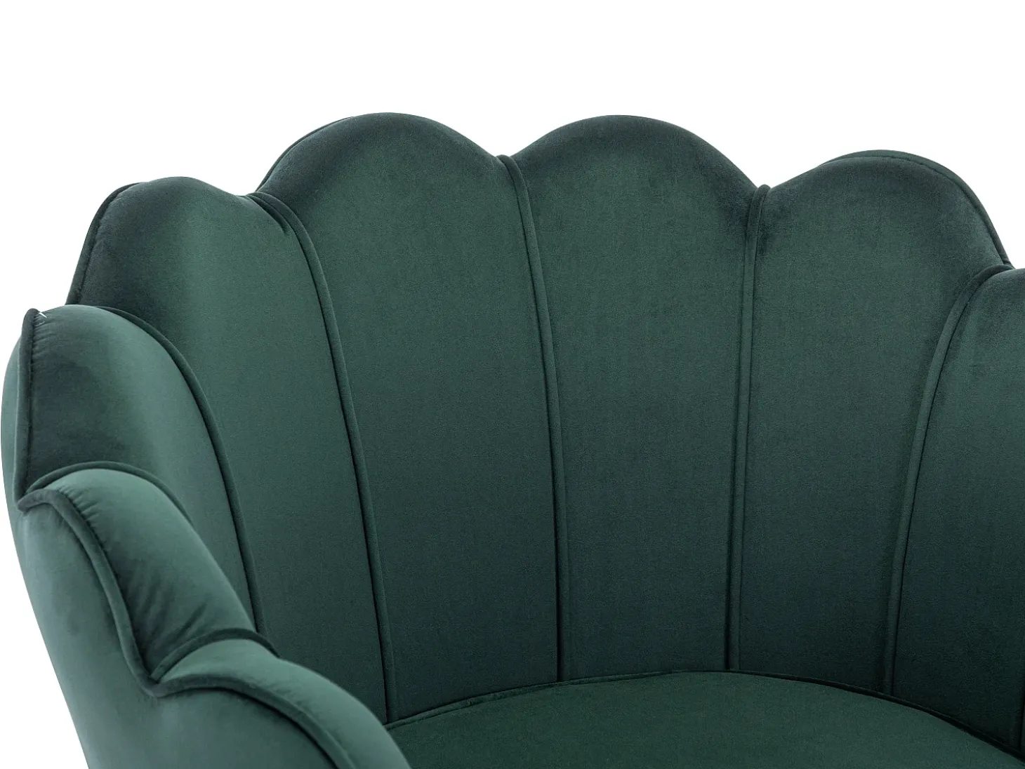 Poltrona concha em veludo verde abeto estilo art déco DANDELION