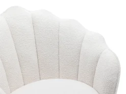 Poltrona concha tecido bouclé branco pés em metal LALEA