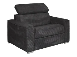 Poltrona conversível abertura rápida em veludo cotelê cinza - Cama 70 cm - Colchão 14 cm VIZIR