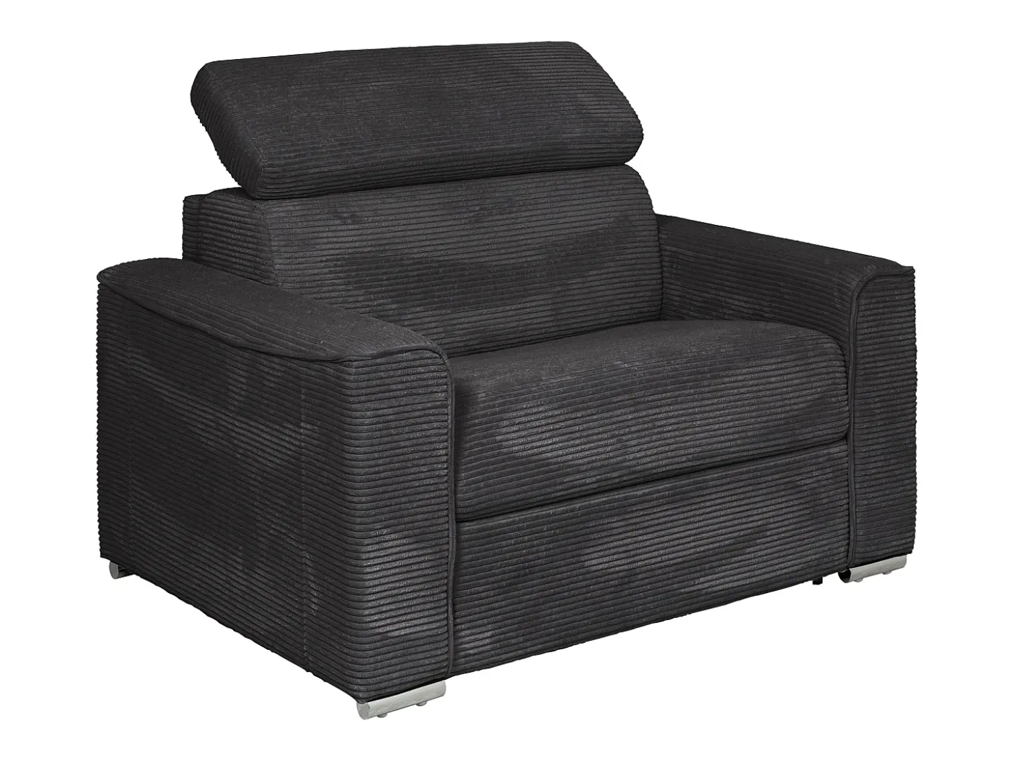 Poltrona conversível abertura rápida em veludo cotelê cinza - Cama 70 cm - Colchão 14 cm VIZIR