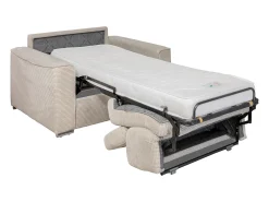 Poltrona conversível abertura rápida em veludo cotelê cinza - Cama 70 cm - Colchão 14 cm VIZIR