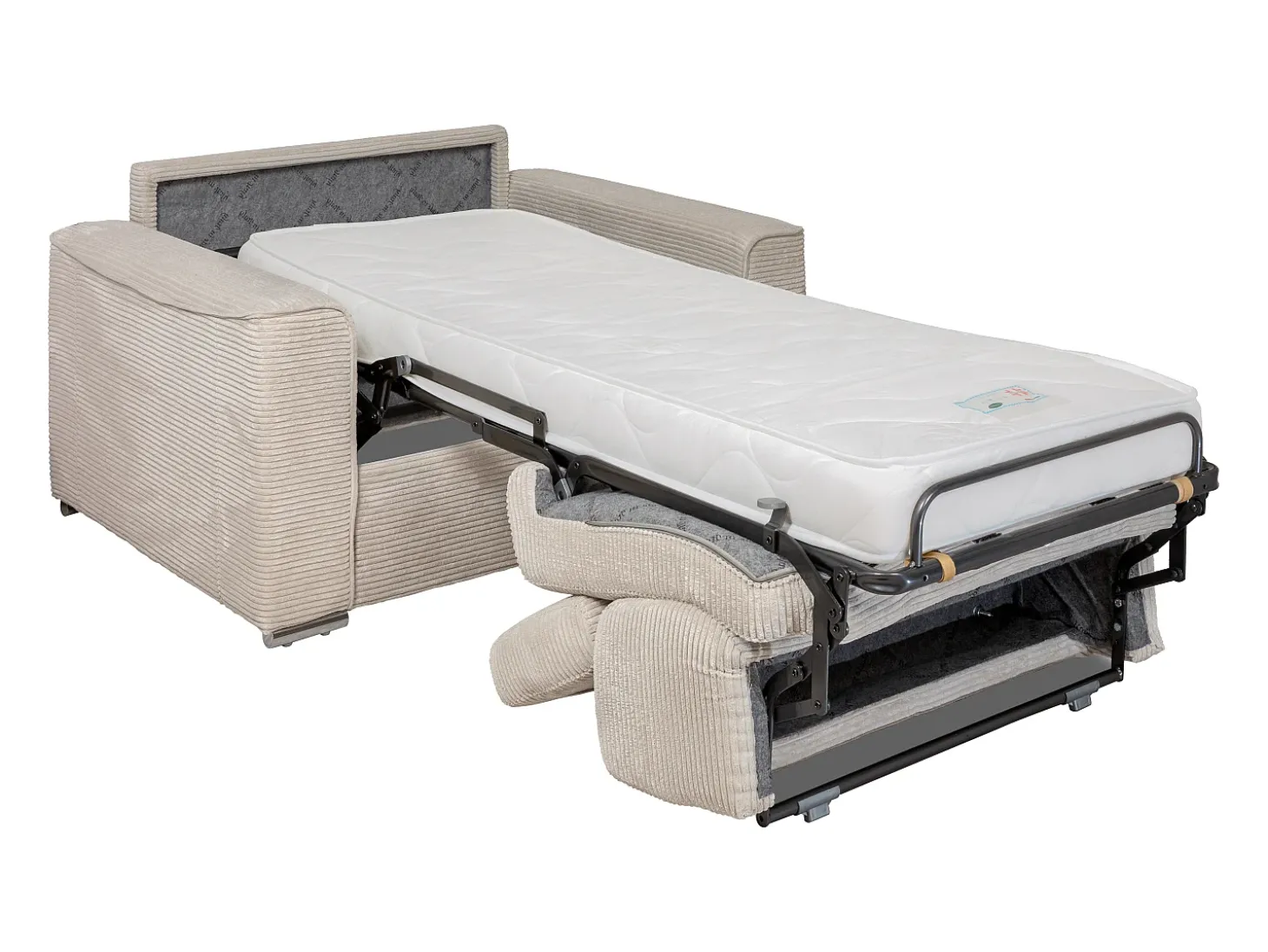 Poltrona conversível abertura rápida em veludo cotelê cinza - Cama 70 cm - Colchão 14 cm VIZIR