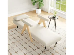 Poltrona convertível 3 em 1 com função de cama e almofada - Tecido de linho bege