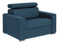 Poltrona convertível abertura rápida tecido azul, cama 70 cm e colchão 14 cm - VIZIR