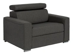 Poltrona convertível abertura rápida em tecido cinza, cama 70 cm e colchão 14 cm VIZIR