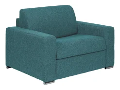 Poltrona convertível abertura rápida tecido azul, cama 70 cm e colchão 14 cm - CALITO