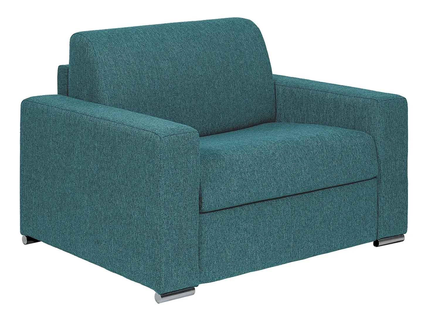 Poltrona convertível abertura rápida tecido azul, cama 70 cm e colchão 14 cm - CALITO