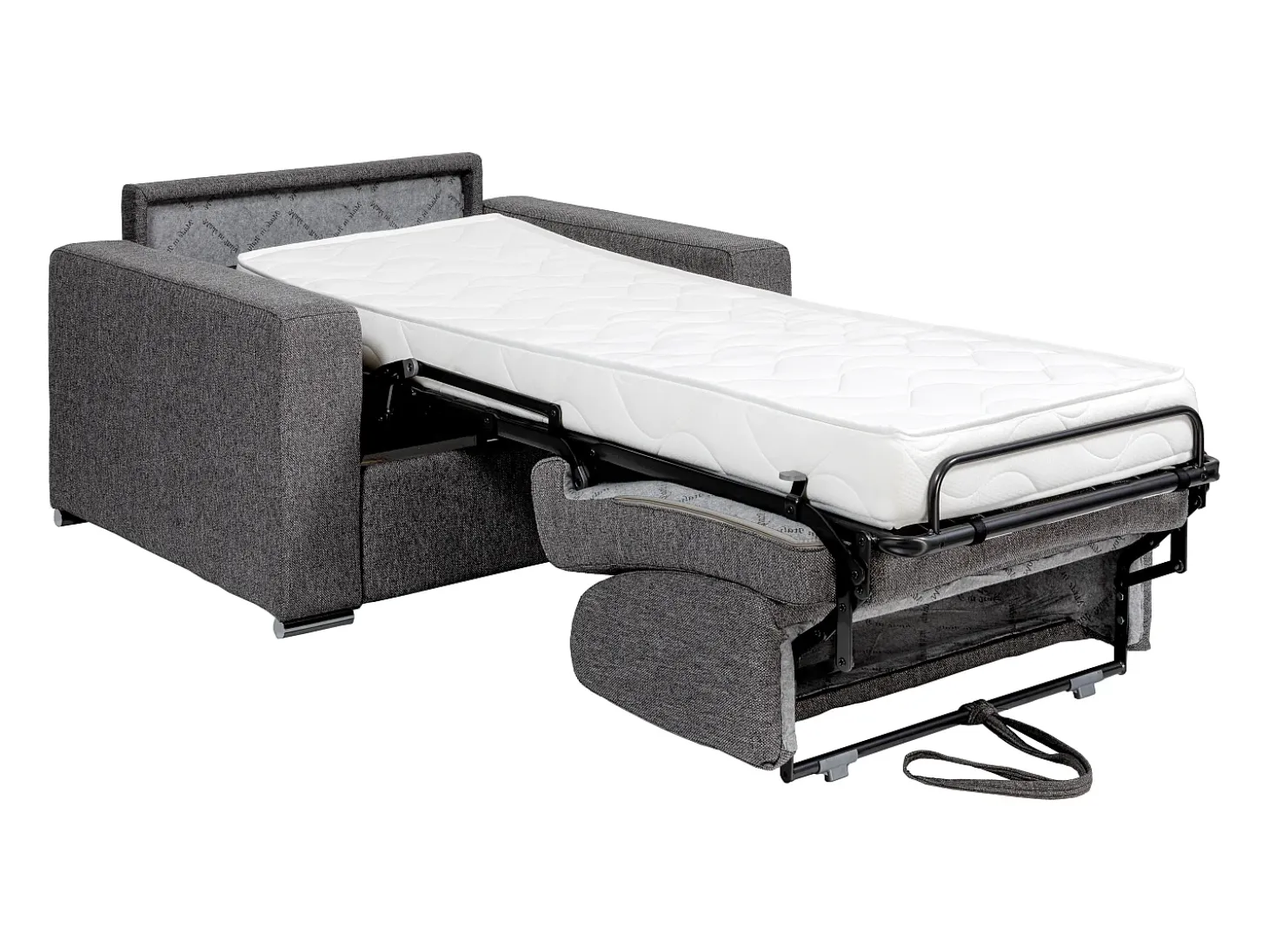 Poltrona convertível abertura rápida tecido azul, cama 70 cm e colchão 14 cm - CALITO
