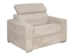 Poltrona convertível abertura rápida veludo canelado bege, cama 70cm e colchão 14cm VIZIR
