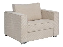 Poltrona convertível abertura rápida veludo canelado bege cama 70 cm LORETO
