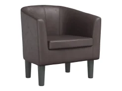Poltrona couro artificial castanho