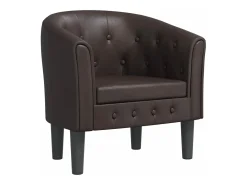 Poltrona couro artificial castanho