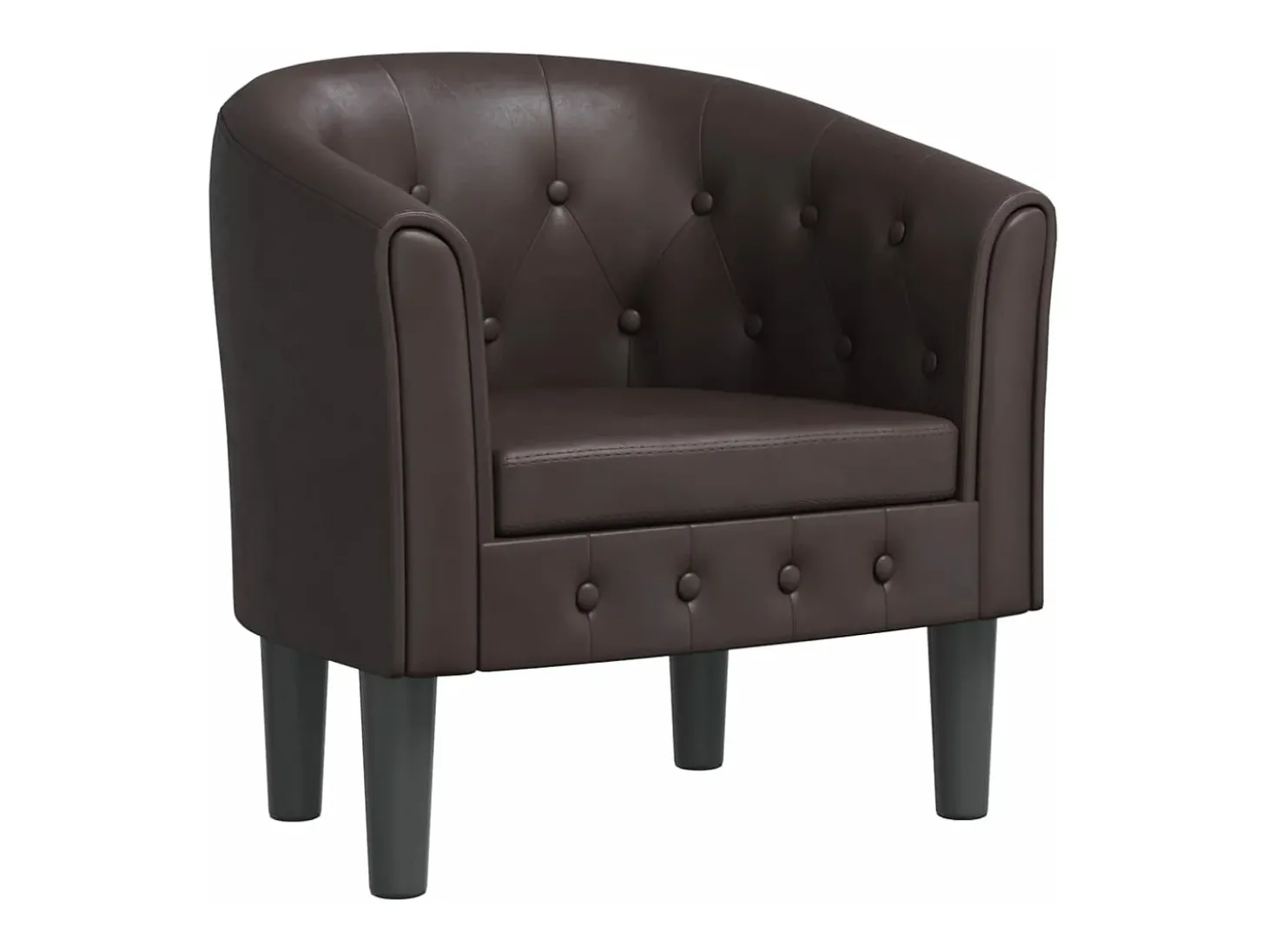 Poltrona couro artificial castanho