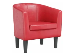 Poltrona couro artificial vermelho