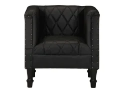 Poltrona couro de cabra genuíno preto