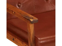 Poltrona couro genuíno castanho