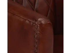 Poltrona couro genuíno castanho