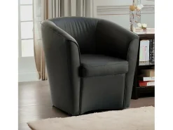 Poltrona Dabbiat, Poltrona de sala de estar, 100% Fabricado na Itália, Poltrona relaxante em couro ecológico, 70x60h74 cm, Preto