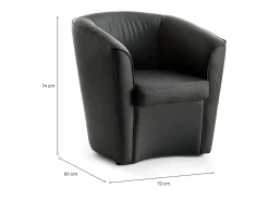 Poltrona Dabbiat, Poltrona de sala de estar, 100% Fabricado na Itália, Poltrona relaxante em couro ecológico, 70x60h74 cm, Preto