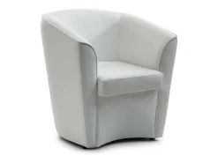 Poltrona Dabbiat, Poltrona de sala de estar, 100% Fabricado na Itália, Poltrona relaxante em couro ecológico, 70x60h74 cm, Branco