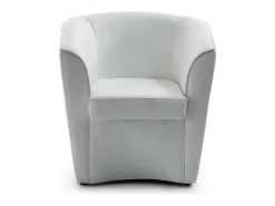 Poltrona Dabbiat, Poltrona de sala de estar, 100% Fabricado na Itália, Poltrona relaxante em couro ecológico, 70x60h74 cm, Branco