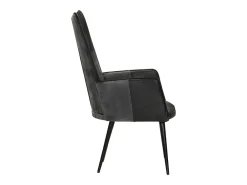 Poltrona de apoio couro genuíno preto e cinzento