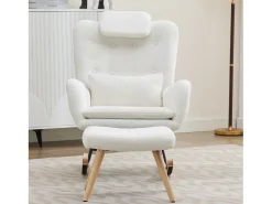 Poltrona de balanço - com banquinho - Veludo - Branco