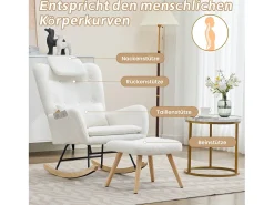 Poltrona de balanço - com banquinho - Veludo - Branco