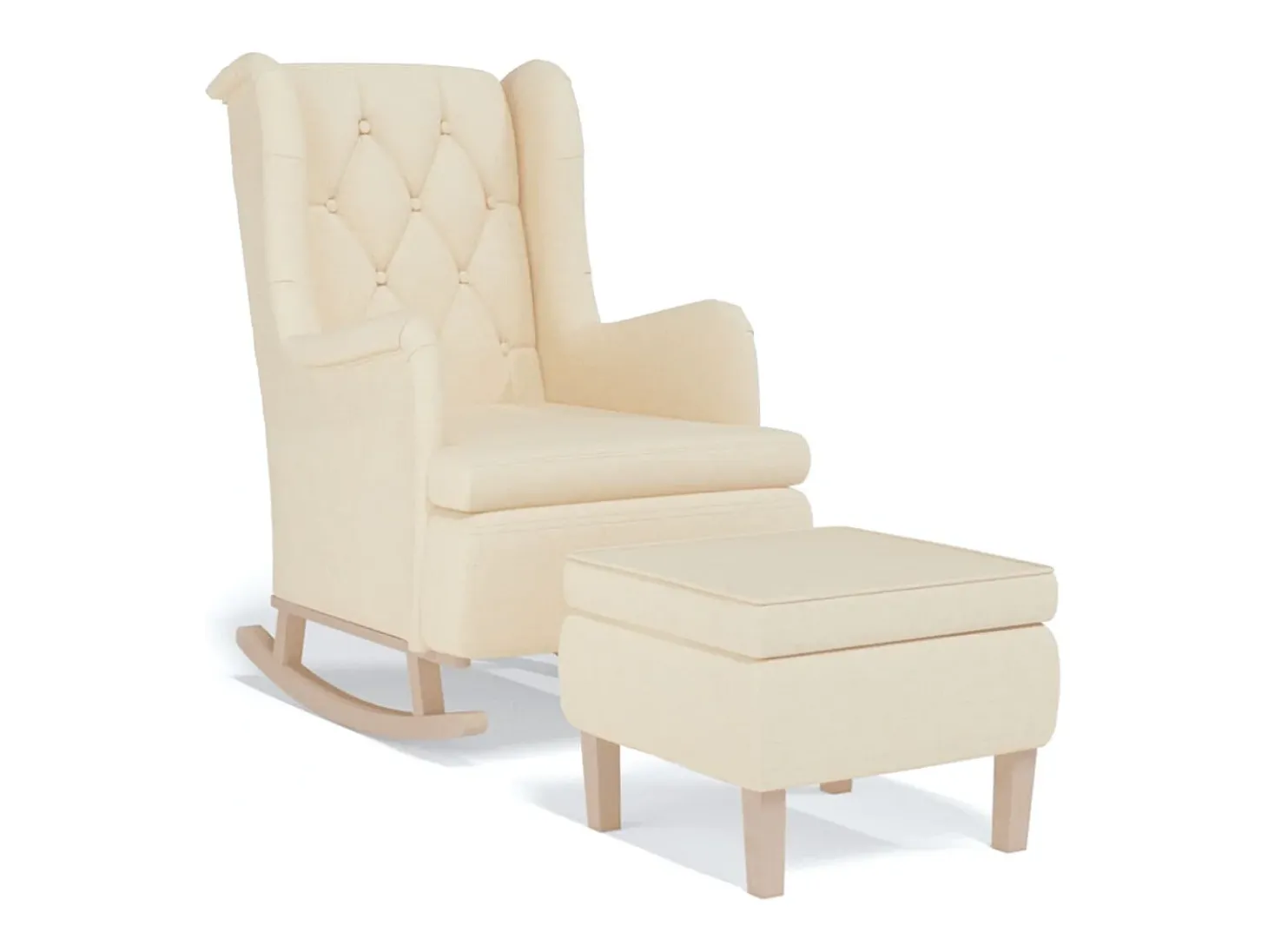 Poltrona de baloiço com banco tecido cor creme