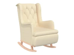 Poltrona de baloiço com banco tecido cor creme