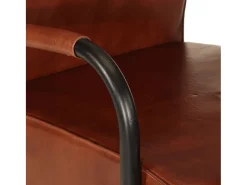 Poltrona de couro genuíno castanho