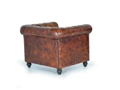 Poltrona de couro marrom e metal