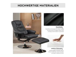 Poltrona de massagem com estofamento em PU, pufe e apoio para os pés com massageador de 5 pontos para uso doméstico.