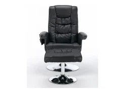 Poltrona de massagem com estofamento em PU, pufe e apoio para os pés com massageador de 5 pontos para uso doméstico.