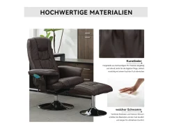 Poltrona de massagem com estofamento em PU, pufe e apoio para os pés com massageador de 5 pontos para uso doméstico.