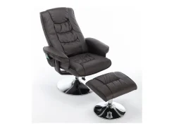 Poltrona de massagem com estofamento em PU, pufe e apoio para os pés com massageador de 5 pontos para uso doméstico.